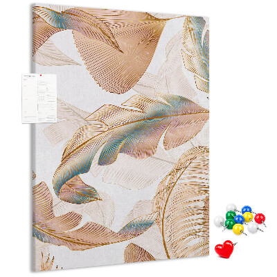 Pinnwand mit Motiv zarte Blätter in Pastelltönen