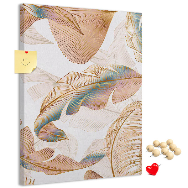 Pinnwand mit Motiv zarte Blätter in Pastelltönen