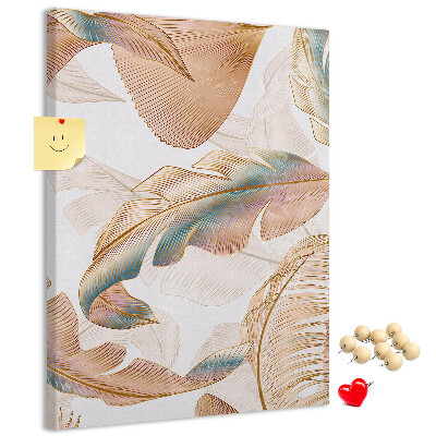 Pinnwand mit Motiv zarte Blätter in Pastelltönen