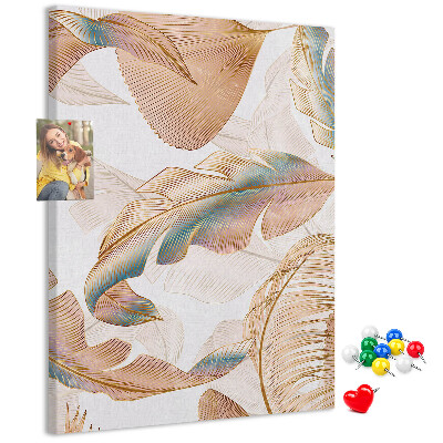 Pinnwand mit Motiv zarte Blätter in Pastelltönen