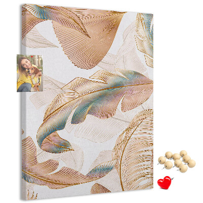 Pinnwand mit Motiv zarte Blätter in Pastelltönen