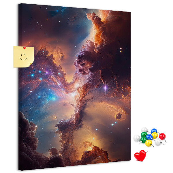 Kork-Pinnwand mit Motiv kosmische Phänomene in einer farbenprächtigen Galaxie