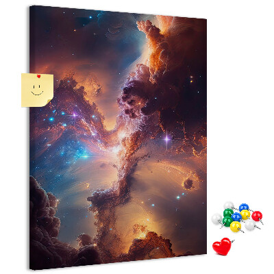 Kork-Pinnwand mit Motiv kosmische Phänomene in einer farbenprächtigen Galaxie