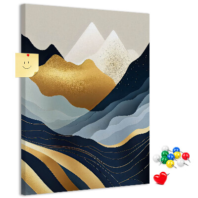 Pinnwand mit dem Motiv goldene Berge in einem friedlichen Tal