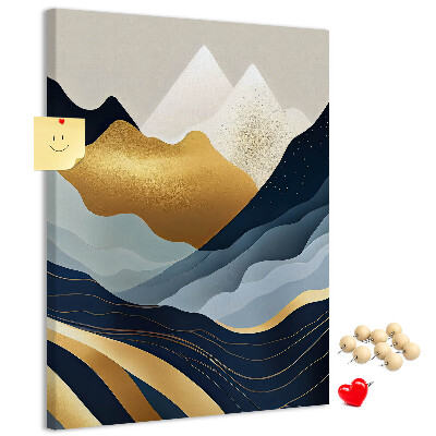 Pinnwand mit dem Motiv goldene Berge in einem friedlichen Tal