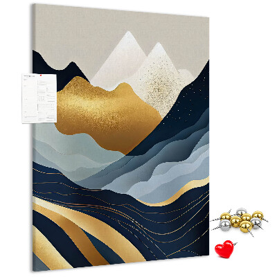 Pinnwand mit dem Motiv goldene Berge in einem friedlichen Tal