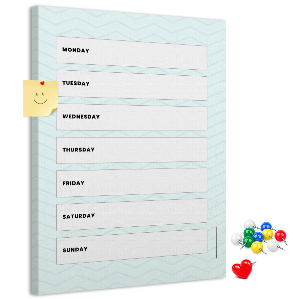 Pinnwand mit geometrischem Wochenplaner
