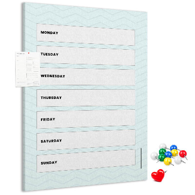 Pinnwand mit geometrischem Wochenplaner