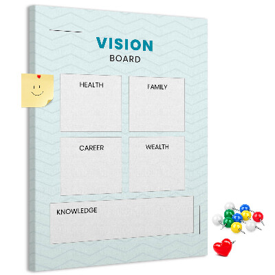 Bedruckte Korkplatte Visionboard mit vier Zielkategorien
