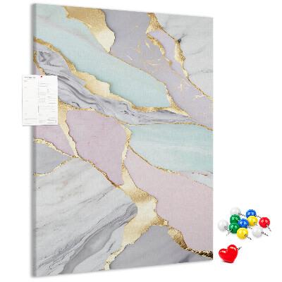 Bedruckte Korkplatte in einer eleganten Kombination aus Marmor und Pastelltönen