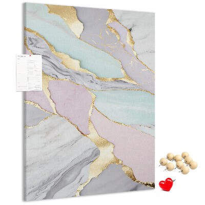 Bedruckte Korkplatte in einer eleganten Kombination aus Marmor und Pastelltönen