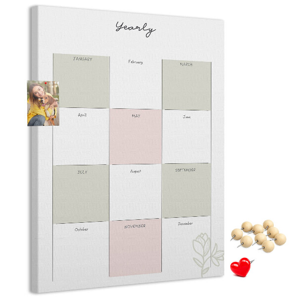 Bedruckte Korkplatte Jahresplaner im minimalistischen Design