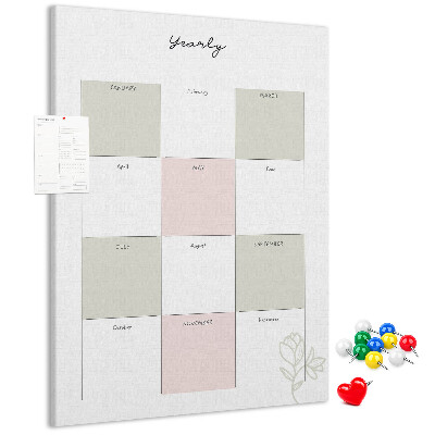 Bedruckte Korkplatte Jahresplaner im minimalistischen Design