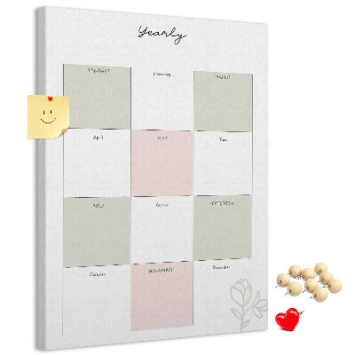 Bedruckte Korkplatte Jahresplaner im minimalistischen Design