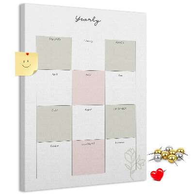 Bedruckte Korkplatte Jahresplaner im minimalistischen Design
