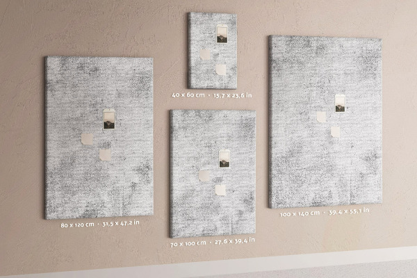 Pinnwand in minimalistischem Grau mit Betonstruktur