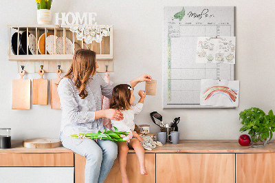 Kork-Pinnwand mit floralem Speiseplan-Design