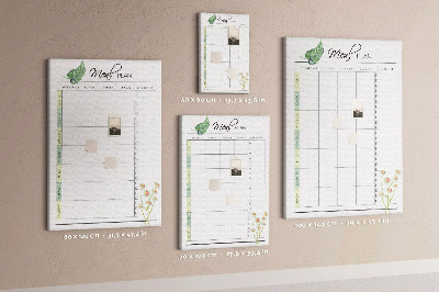 Kork-Pinnwand mit floralem Speiseplan-Design
