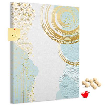 Pinnwand goldene Kreise auf zartem Hintergrund