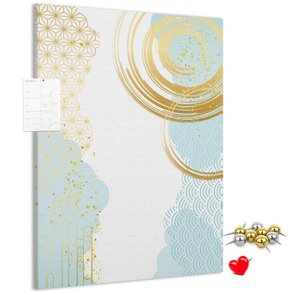 Pinnwand goldene Kreise auf zartem Hintergrund