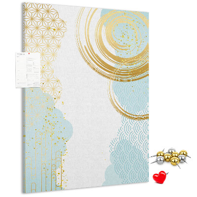 Pinnwand goldene Kreise auf zartem Hintergrund