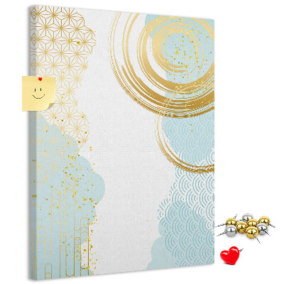 Pinnwand goldene Kreise auf zartem Hintergrund