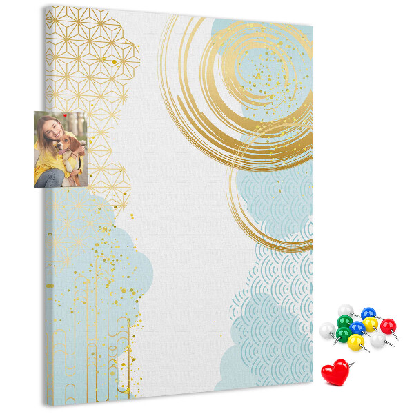 Pinnwand goldene Kreise auf zartem Hintergrund