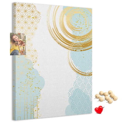 Pinnwand goldene Kreise auf zartem Hintergrund