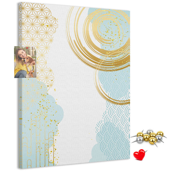 Pinnwand goldene Kreise auf zartem Hintergrund