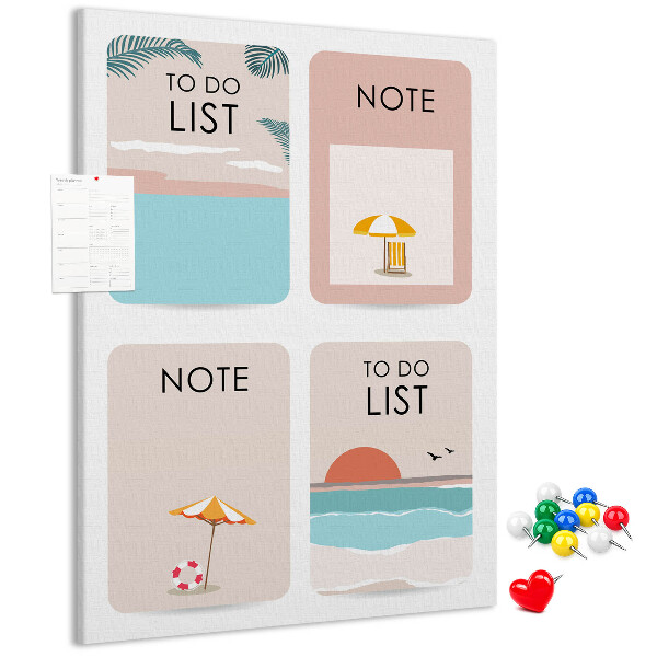Korkplatte mit Aufdruck Sommer-To-Do-Liste und Notizen