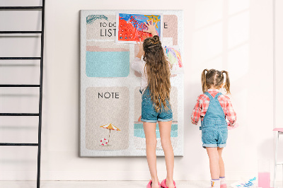 Korkplatte mit Aufdruck Sommer-To-Do-Liste und Notizen