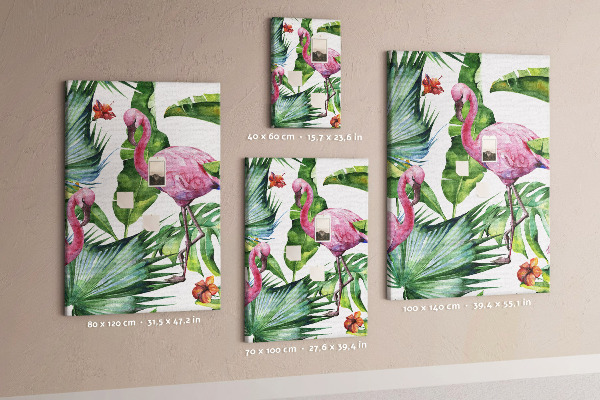 Bedruckte Korkplatte mit Motiv fröhliche Flamingos in tropischer Umgebung