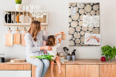 Kork-Pinnwand mit Motiv Holzplanken in natürlicher Anordnung