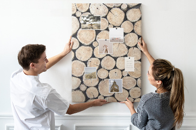 Kork-Pinnwand mit Motiv Holzplanken in natürlicher Anordnung