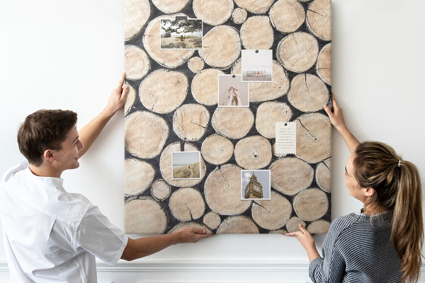 Kork-Pinnwand mit Motiv Holzplanken in natürlicher Anordnung