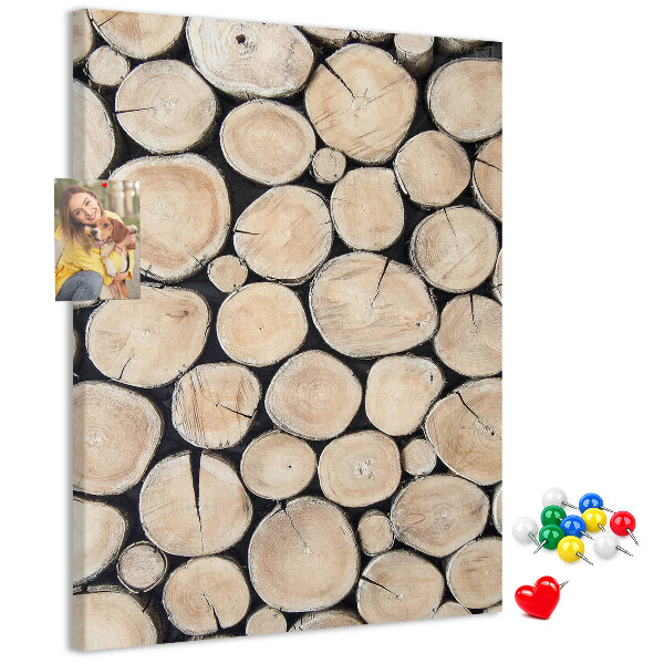Kork-Pinnwand mit Motiv Holzplanken in natürlicher Anordnung