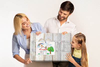 Korkbild mit dem Wort Liebe als Holzplakette