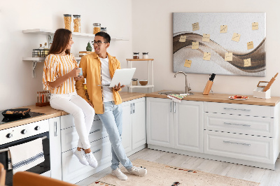 Bild mit Korkrückwand Wellen in Braun- und Beigetönen