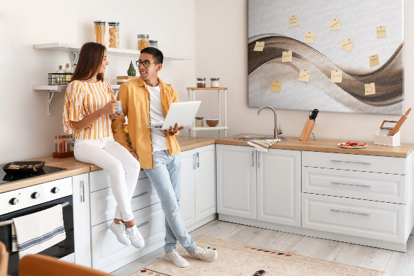 Bild mit Korkrückwand Wellen in Braun- und Beigetönen