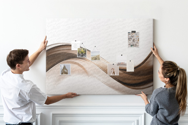 Bild mit Korkrückwand Wellen in Braun- und Beigetönen