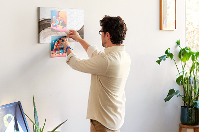 Bild mit Korkrückwand Wellen in Braun- und Beigetönen