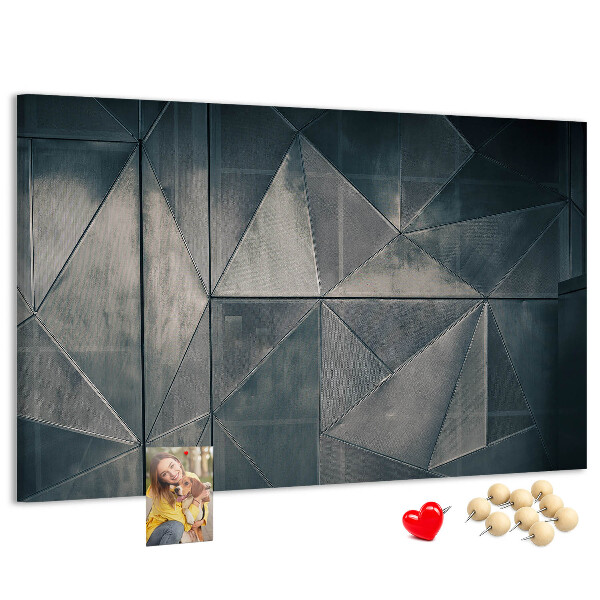 Kork-Pinnwand mit geometrischem Muster in Grautönen