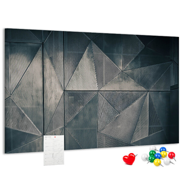 Kork-Pinnwand mit geometrischem Muster in Grautönen