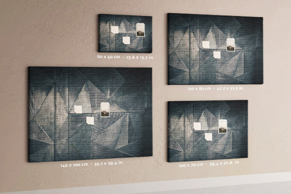 Kork-Pinnwand mit geometrischem Muster in Grautönen