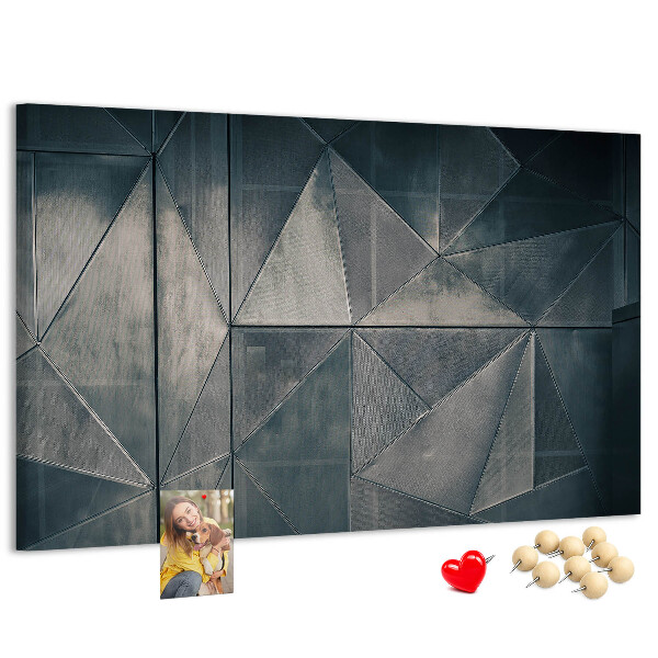 Kork-Pinnwand mit geometrischem Muster in Grautönen
