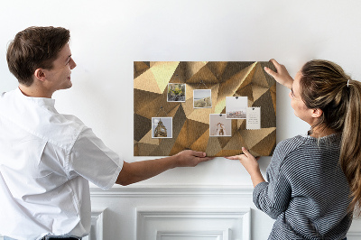 Kork-Pinnwand mit geometrischen Formen in Brauntönen