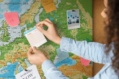Europa-Karte mit Korkrückwand geografische Darstellung auf Kork