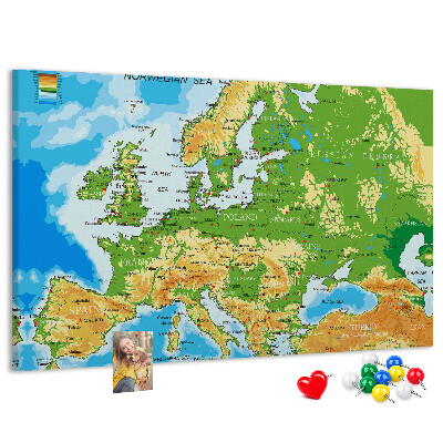 Europa-Karte mit Korkrückwand geografische Darstellung auf Kork
