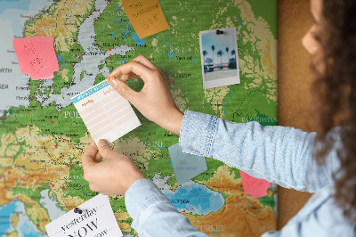 Europa-Karte mit Korkrückwand geografische Darstellung auf Kork
