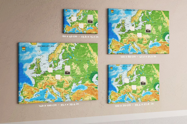 Europa-Karte mit Korkrückwand geografische Darstellung auf Kork